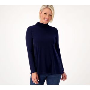 Susan Graver Women's Top Petite 2XP Essentials Pet Liquid Knit Blue A554237